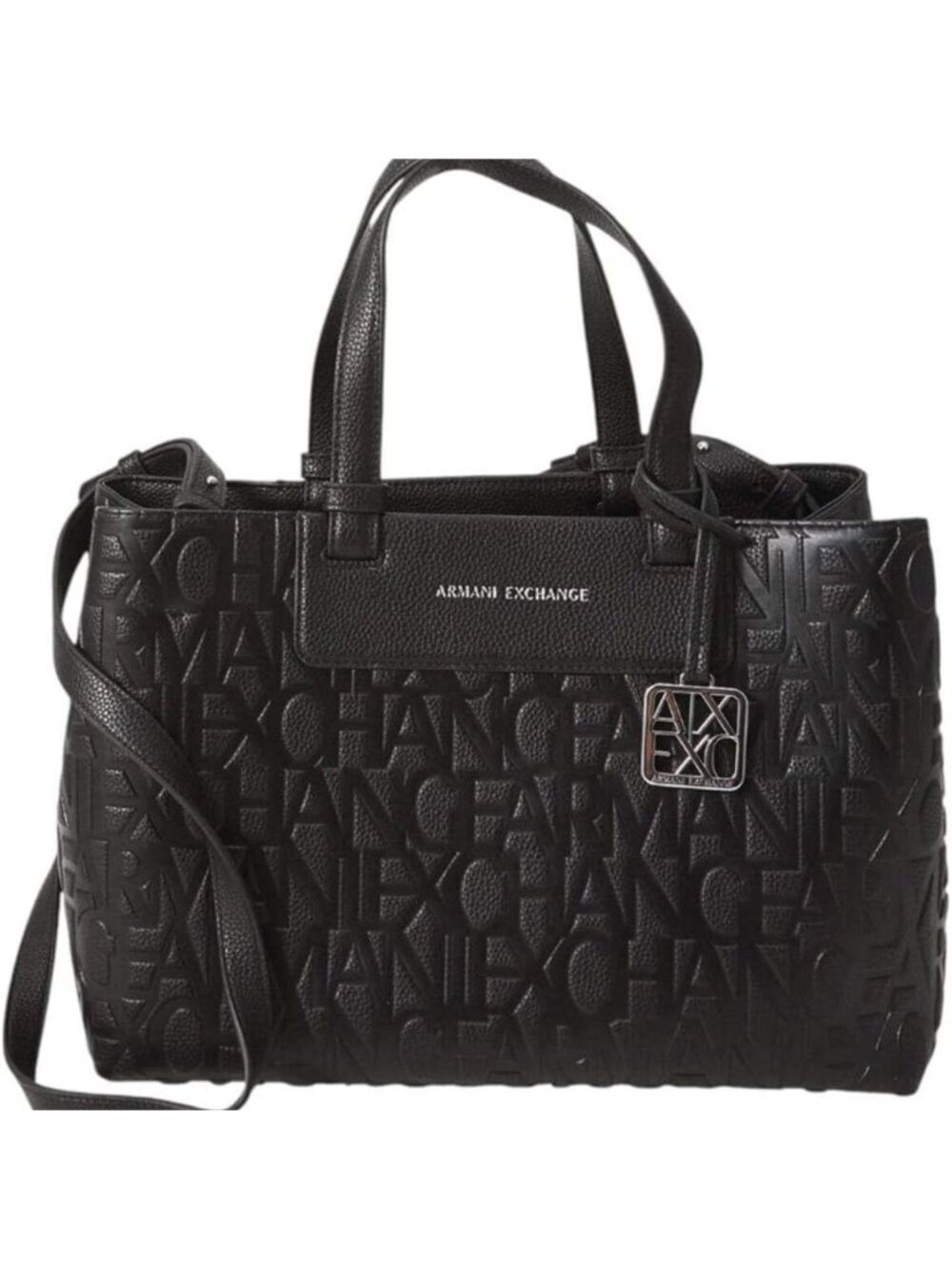 Armani Exchange Women's All Over Logo Handbag, Black, One Size